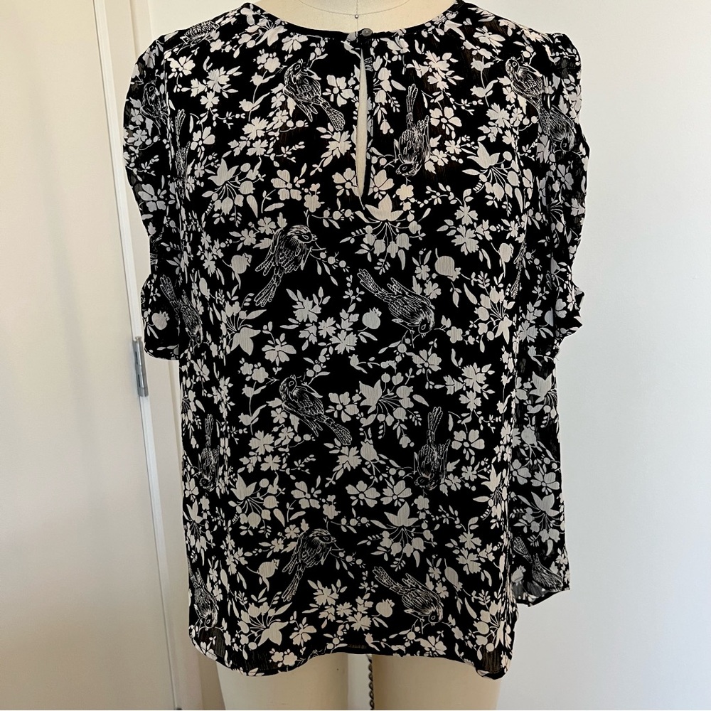 J. Crew Bird Printed Blouse with Lining
